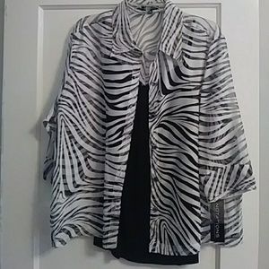 Sheer Zebra Print Blouse with Black Cami, XL